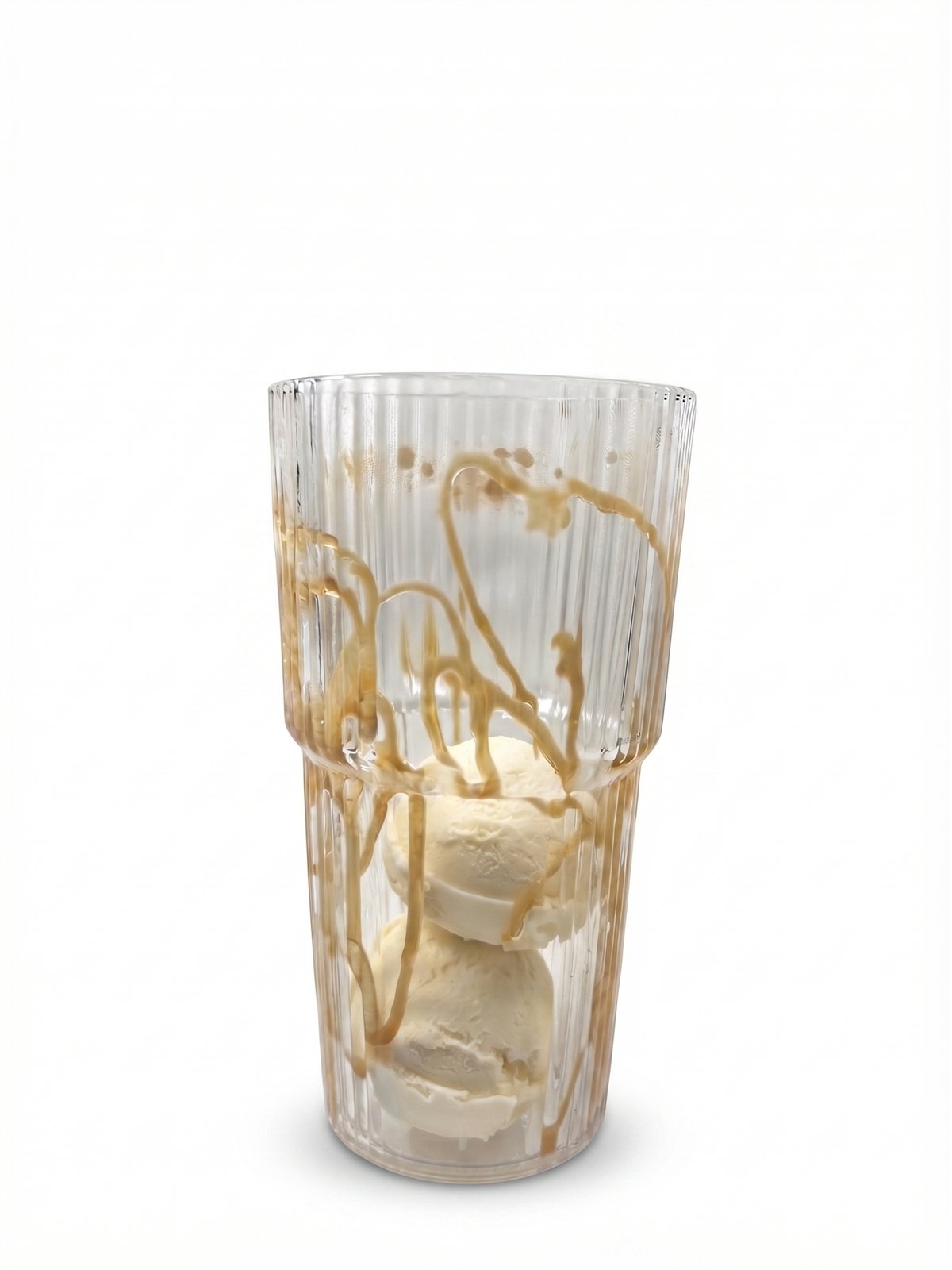 Zwei Kugeln Vanilleeis im Glas