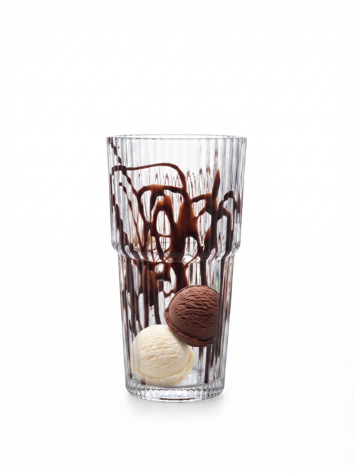 Vanille- und Schokoladeneis im Glas